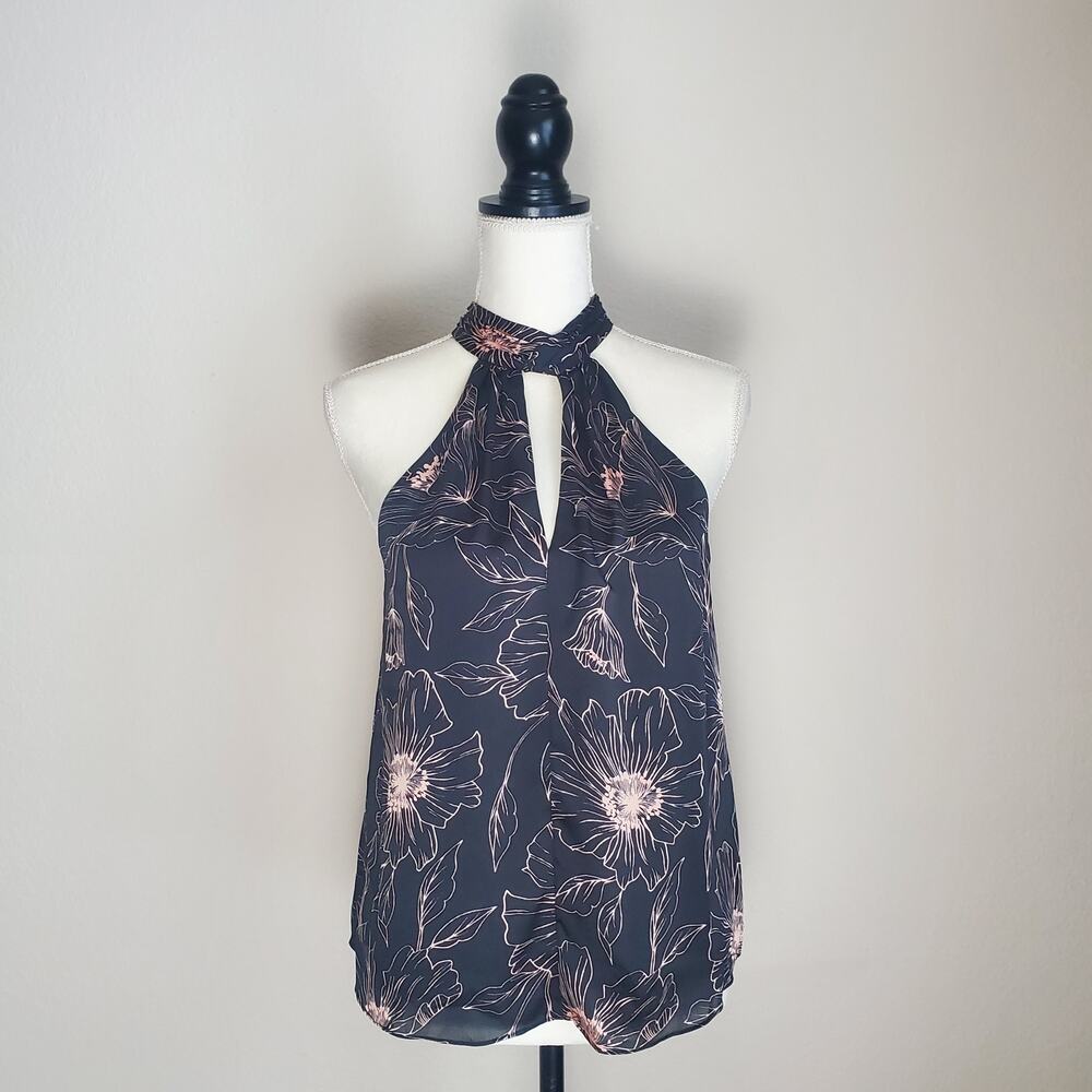 Joie Cedra Black Floral Silk Top XS